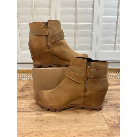 Sorel Women's Joan Of Arctic™ Wedge II Buckle Bootie WP Tan Leather Size 12 NWOB - Picture 9 of 14